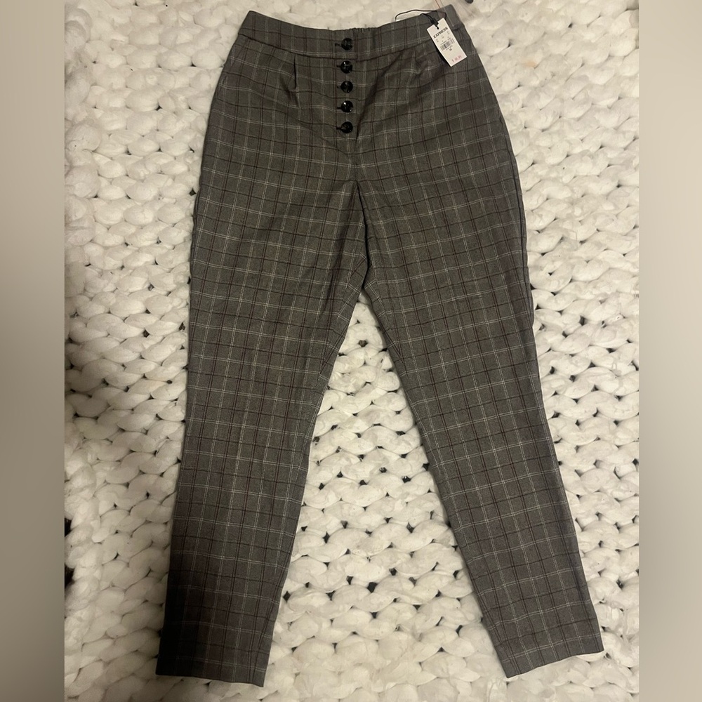 Express Women’s Charcoal Checkered Dress Pants